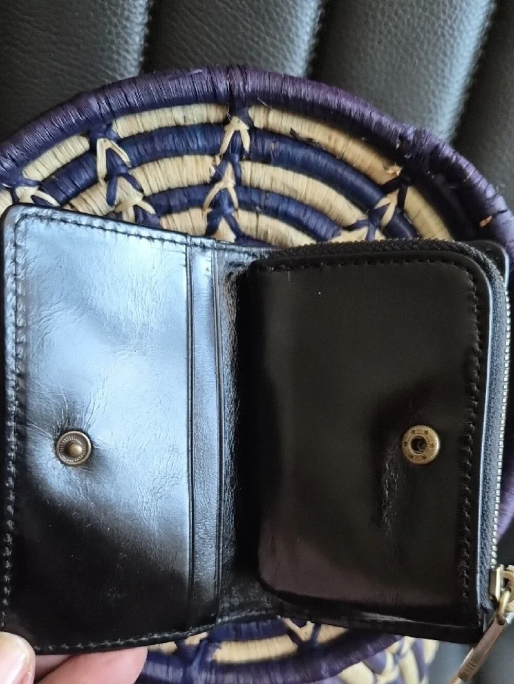 HOBO Black Leather Card Case with Silver Logo
